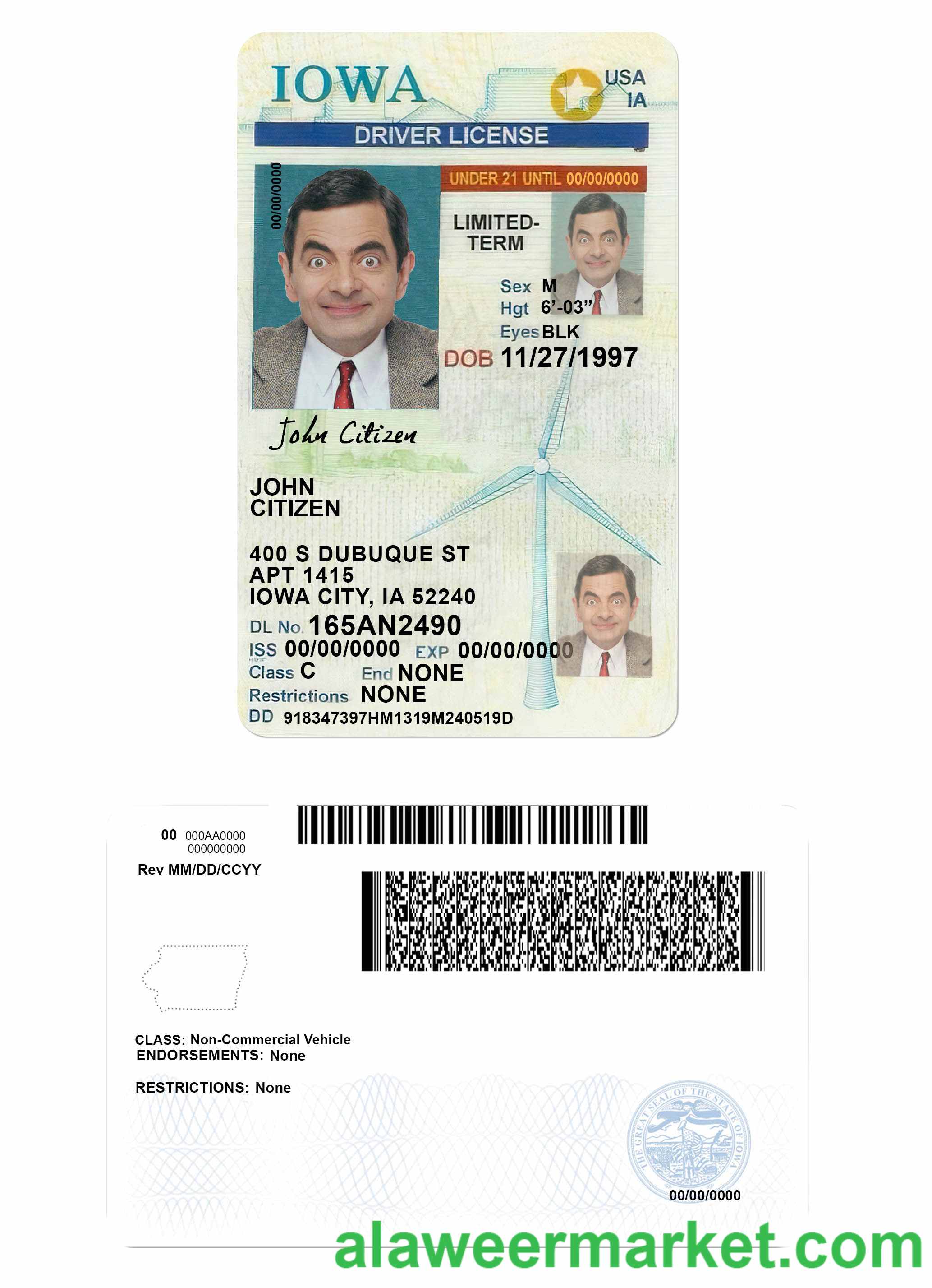 USA Iowa driving license under 21